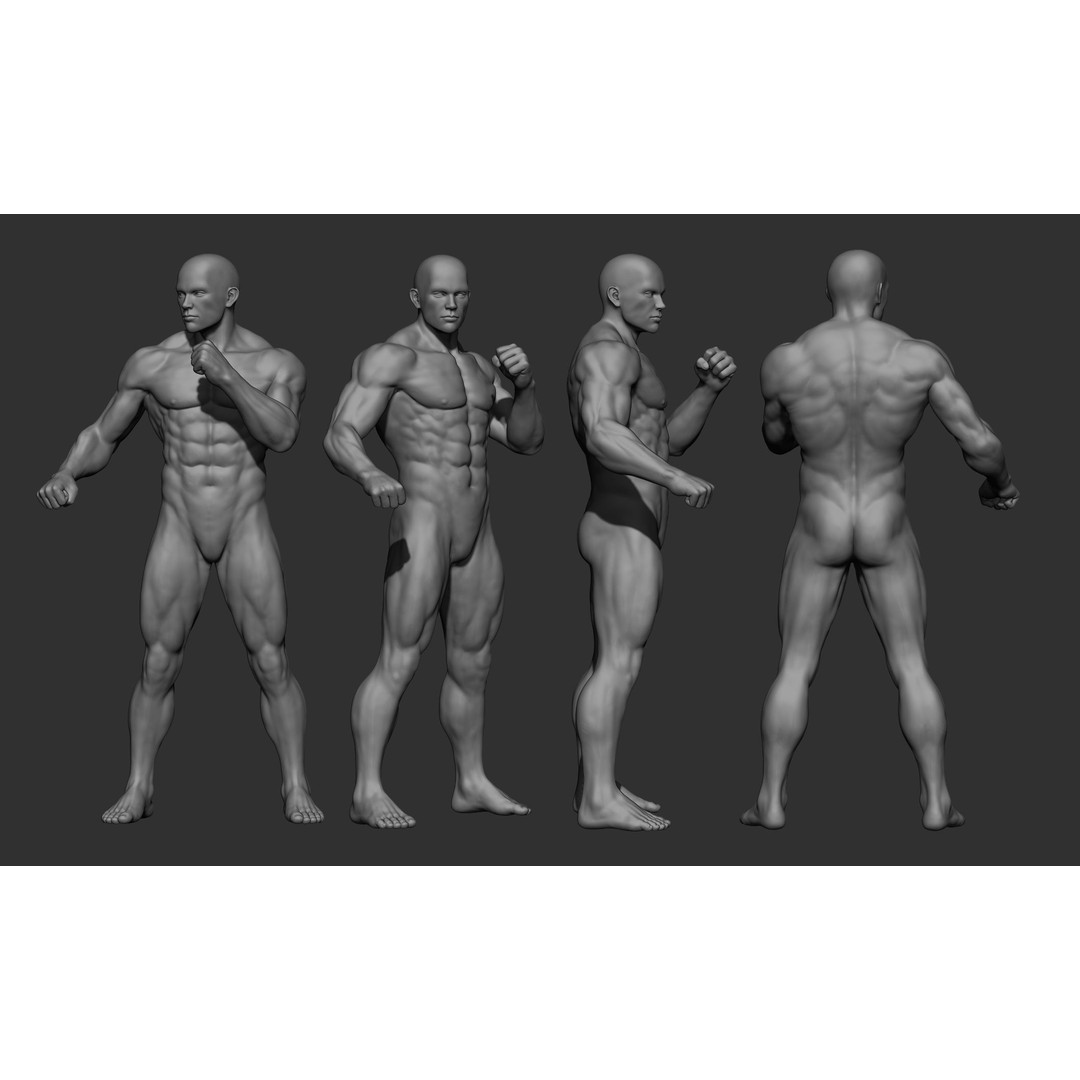 Male Full Body Poses 3D Model – High Poly ZBrush Sculpt, FBX, OBJ - View 20