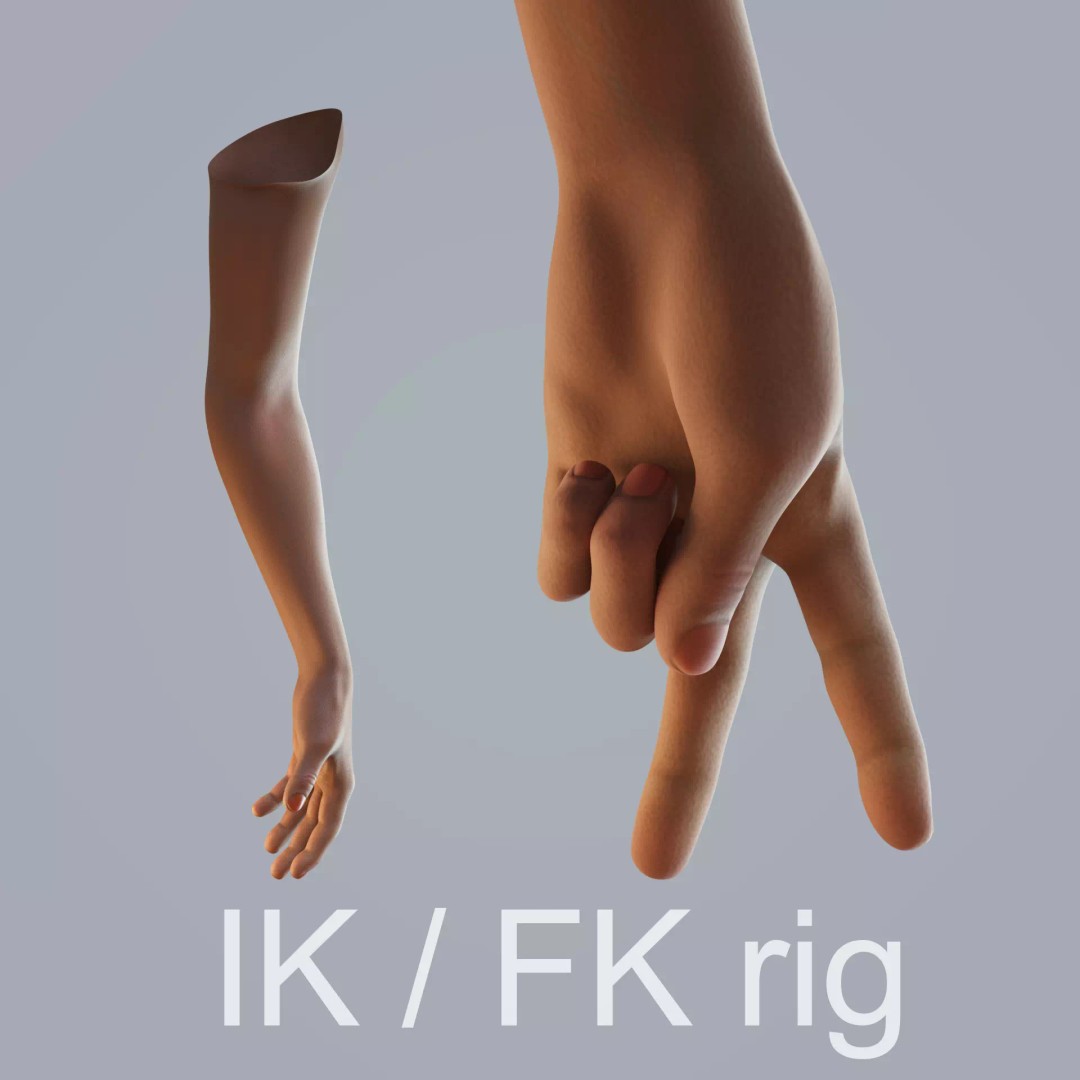 Dark-Skinned Hand 3D Model – Rigged Animated Character Asset, FBX - View 2