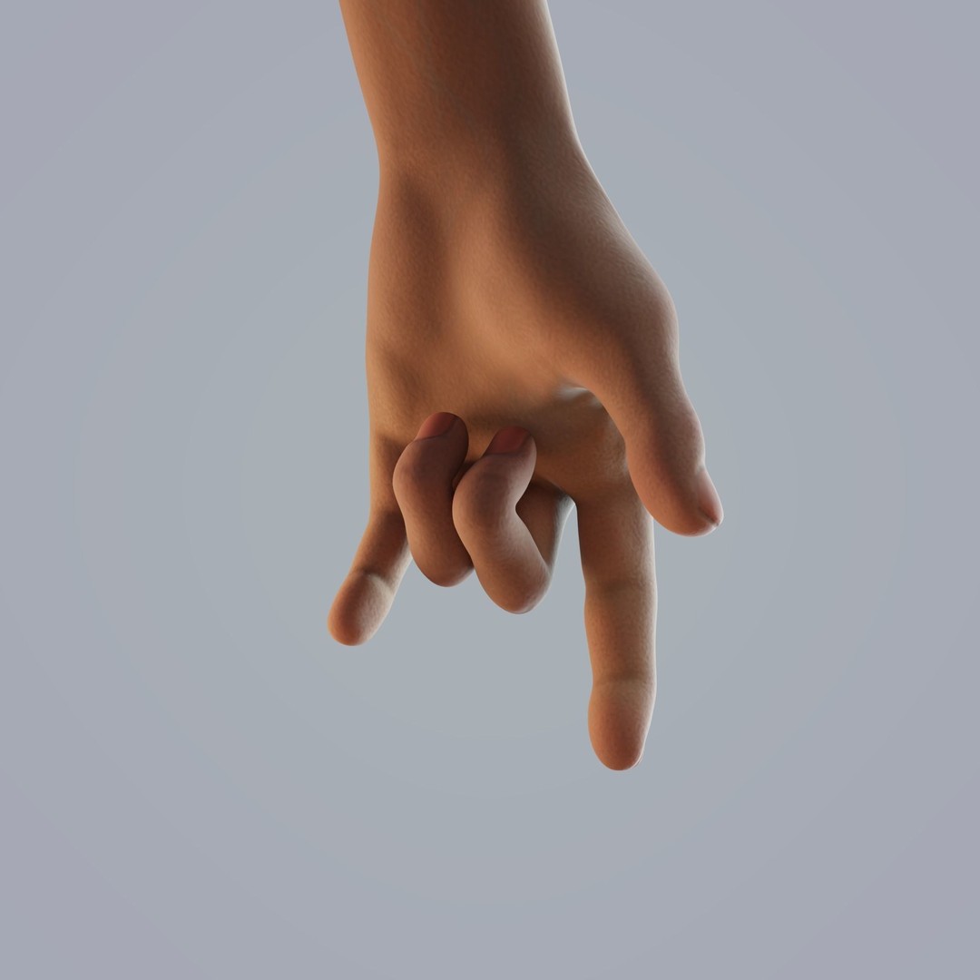 Dark-Skinned Hand 3D Model – Rigged Animated Character Asset, FBX - View 3
