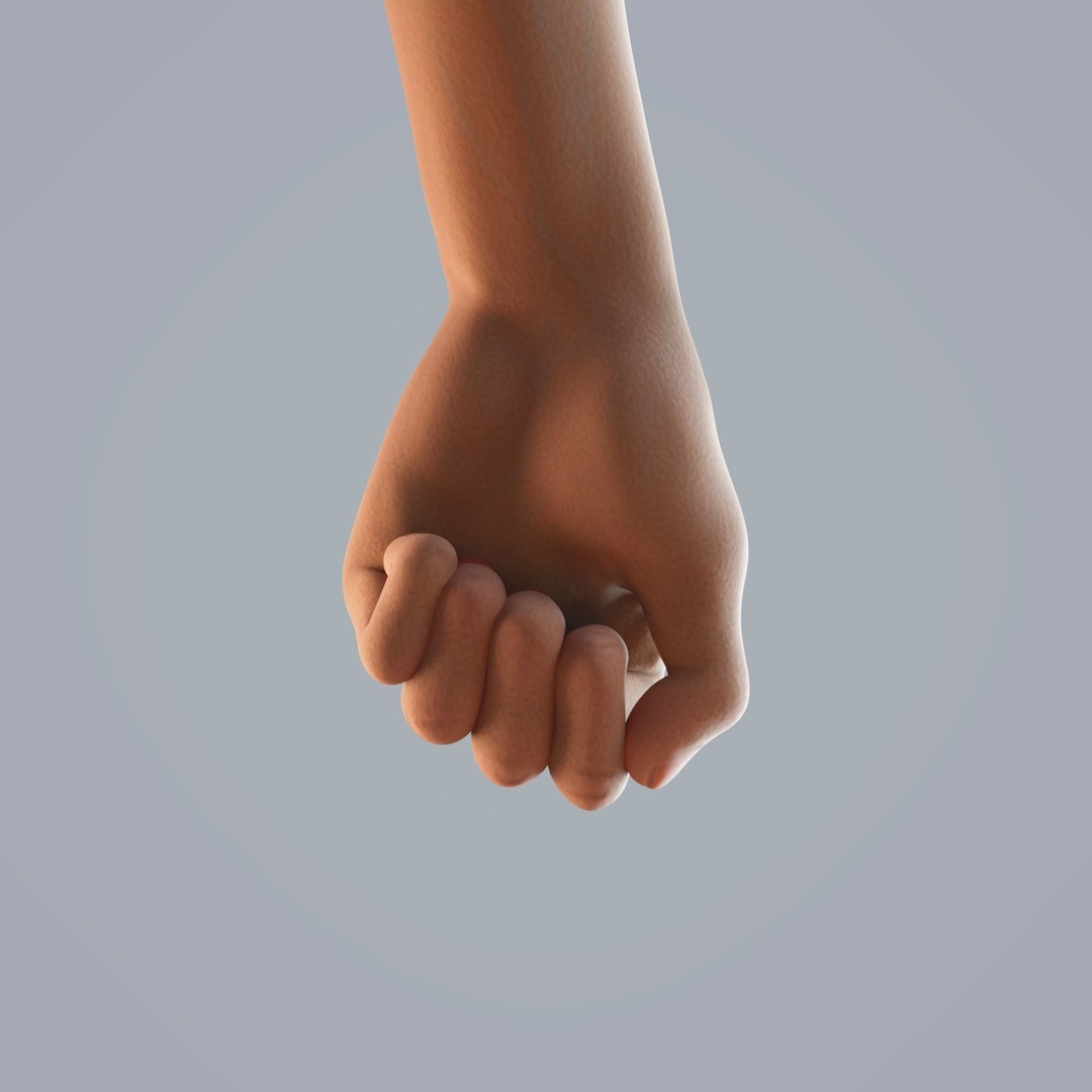 Dark-Skinned Hand 3D Model – Rigged Animated Character Asset, FBX - View 4