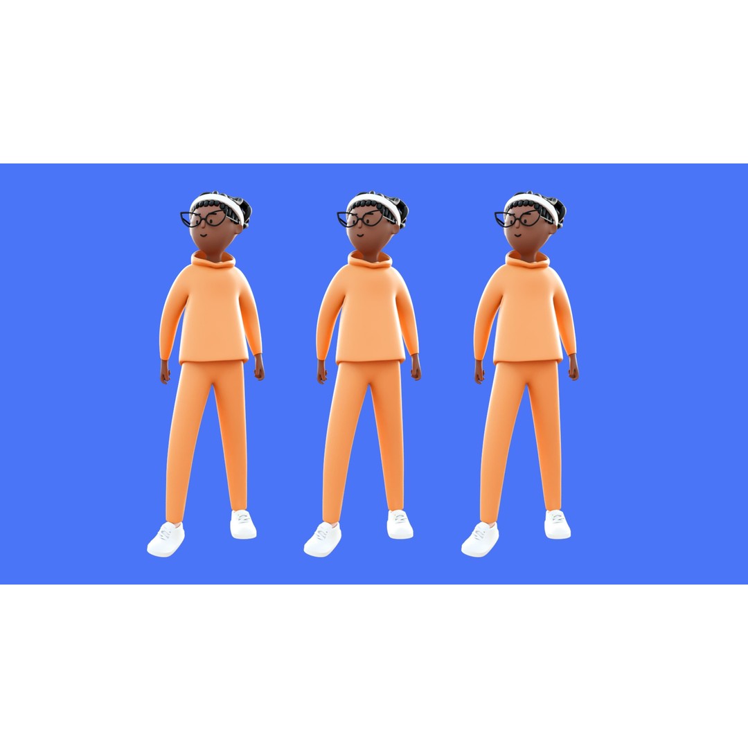 Casual Characters 3D Model – Low-Poly Rigged Collection with Animations - View 15