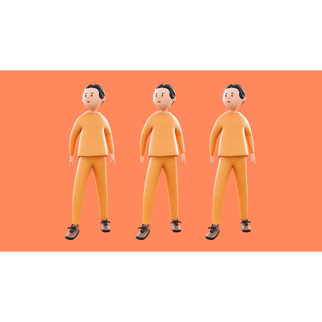 Casual Characters 3D Model – Low-Poly Rigged Collection with Animations - View 17