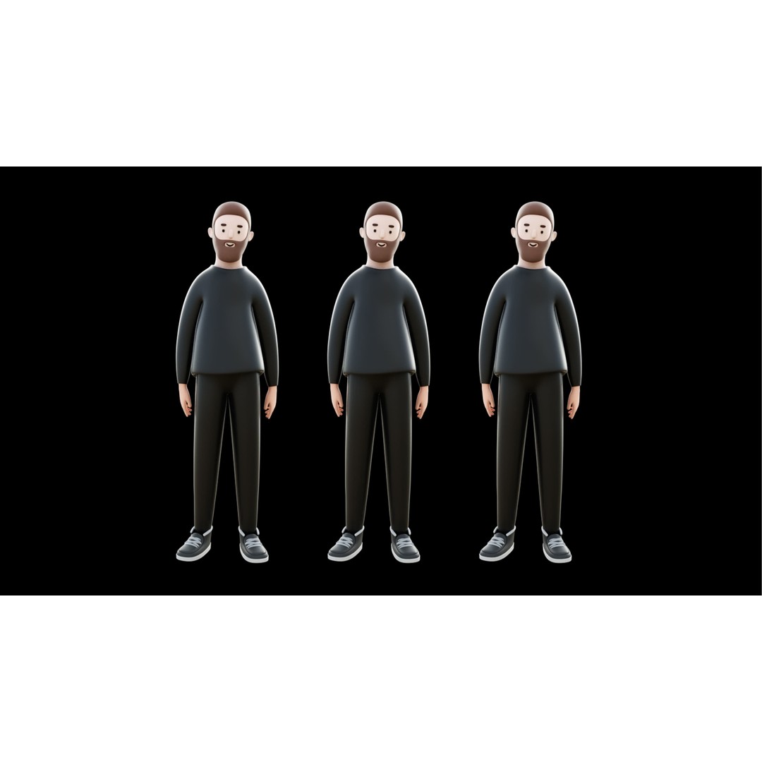 Casual Characters 3D Model – Low-Poly Rigged Collection with Animations - View 19