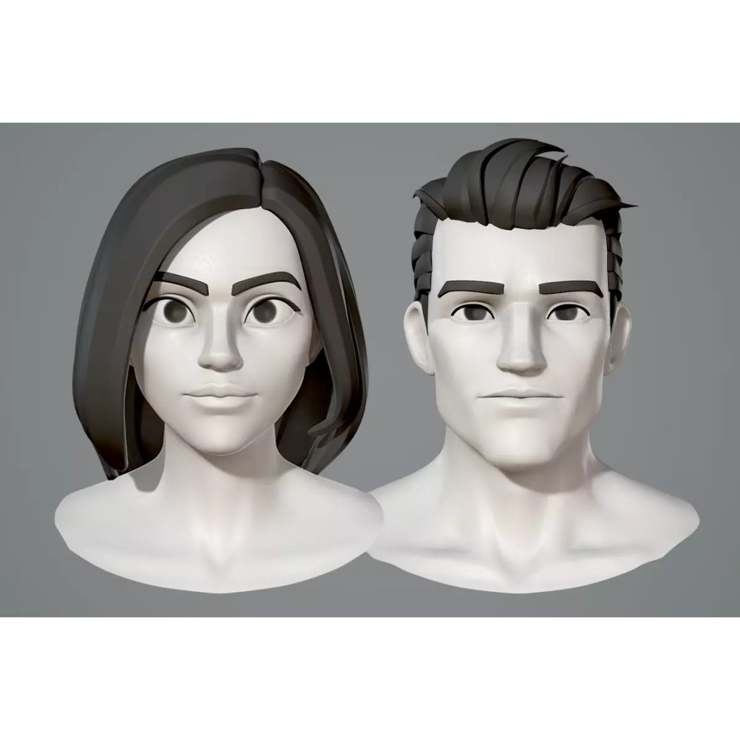 Cartoon Characters Base Mesh 3D Model – Male and Female, High Poly, FBX, Blender - View 2