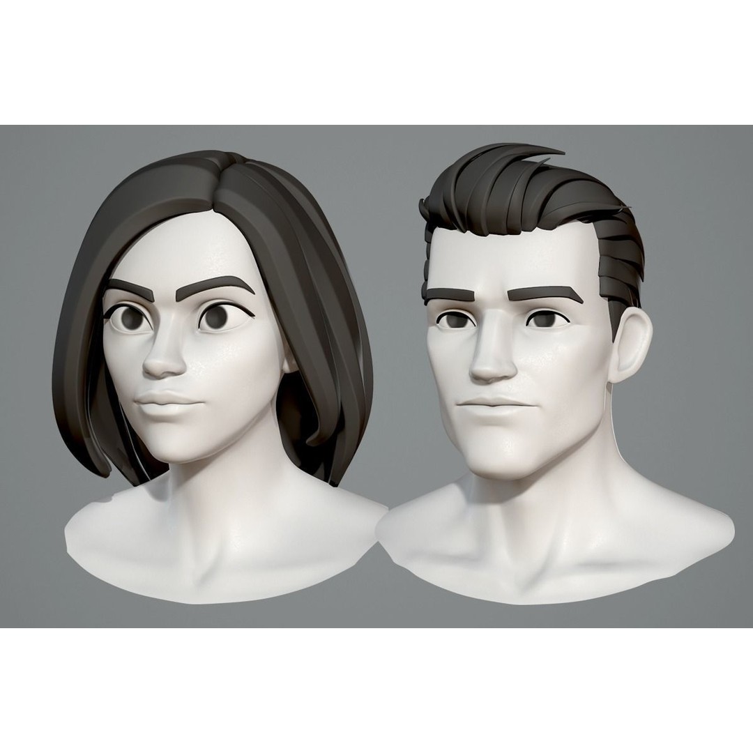 Cartoon Characters Base Mesh 3D Model – Male and Female, High Poly, FBX, Blender - View 4