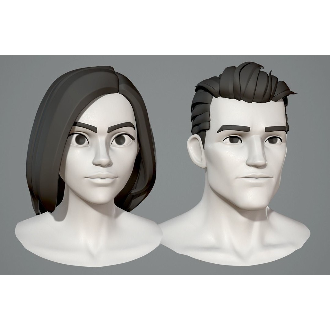Cartoon Characters Base Mesh 3D Model – Male and Female, High Poly, FBX, Blender - View 5