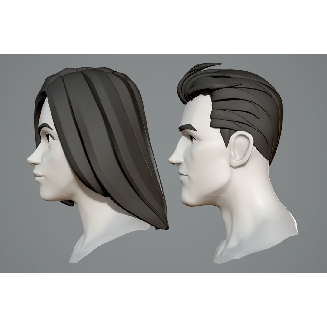 Cartoon Characters Base Mesh 3D Model – Male and Female, High Poly, FBX, Blender - View 6