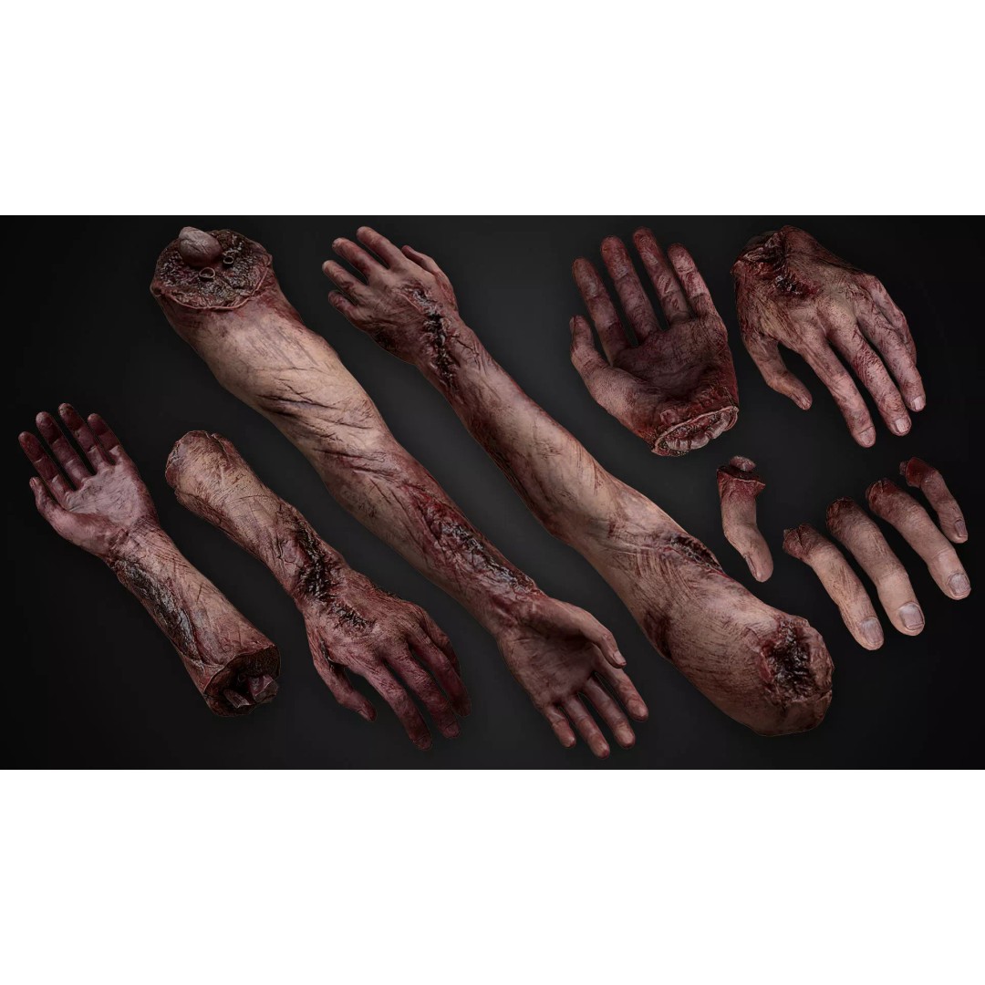 Bloody Human Remains 3D Model – Rigged Low-Poly Game Asset, FBX - View 2