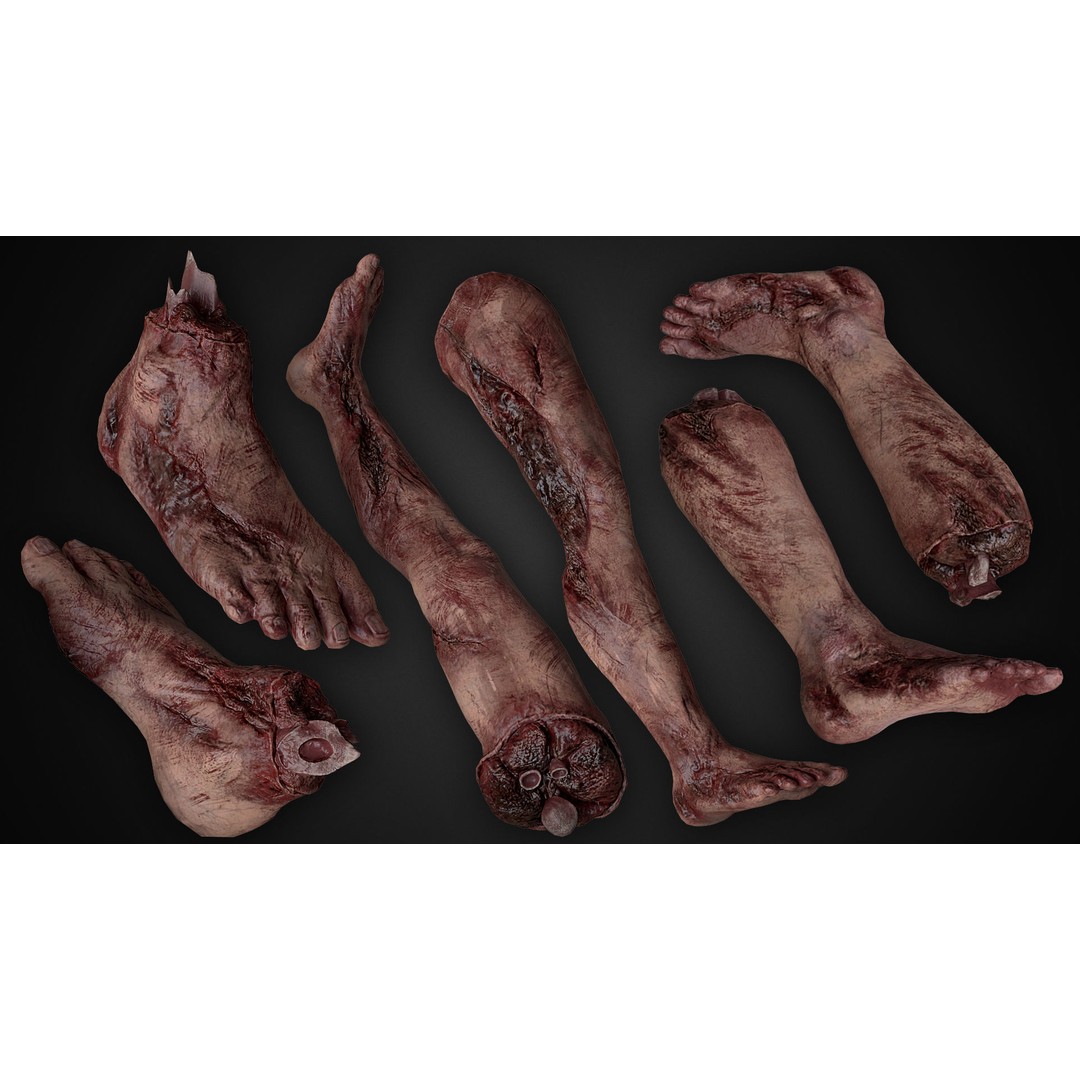Bloody Human Remains 3D Model – Rigged Low-Poly Game Asset, FBX - View 3