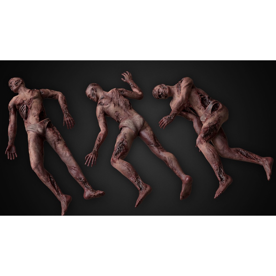 Bloody Human Remains 3D Model – Rigged Low-Poly Game Asset, FBX - View 6