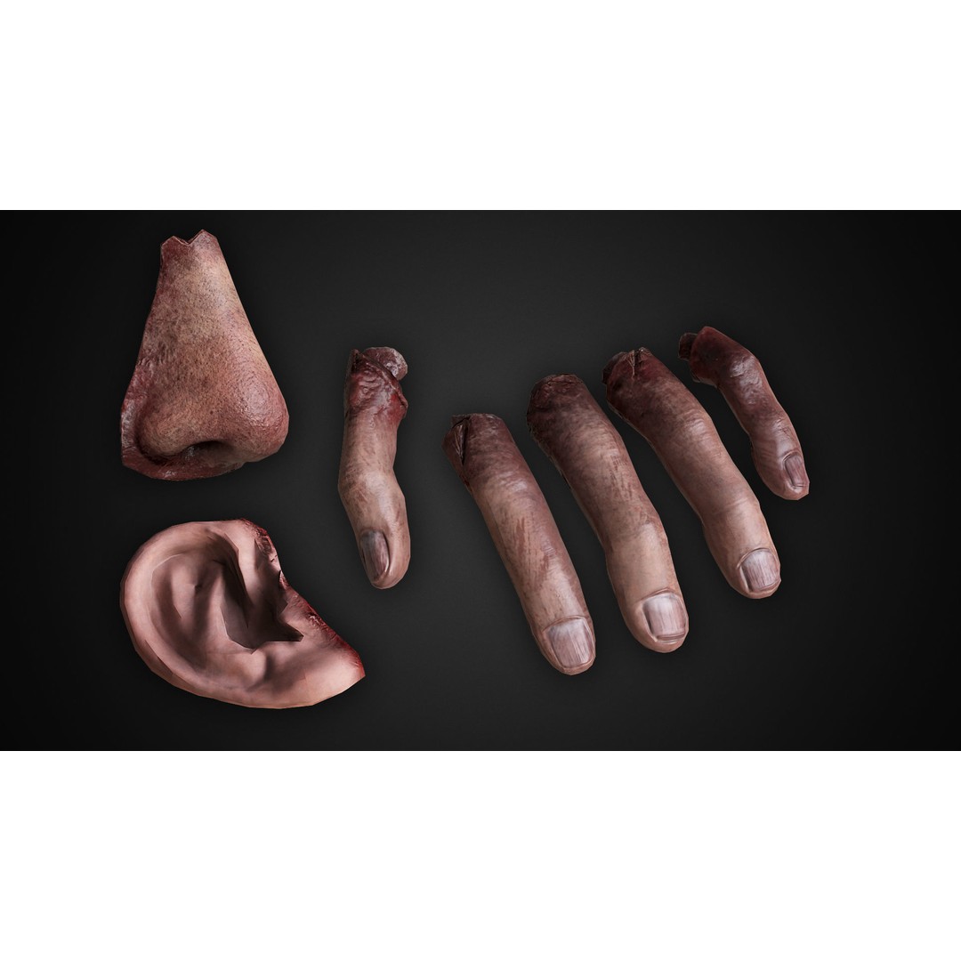 Bloody Human Remains 3D Model – Rigged Low-Poly Game Asset, FBX - View 7