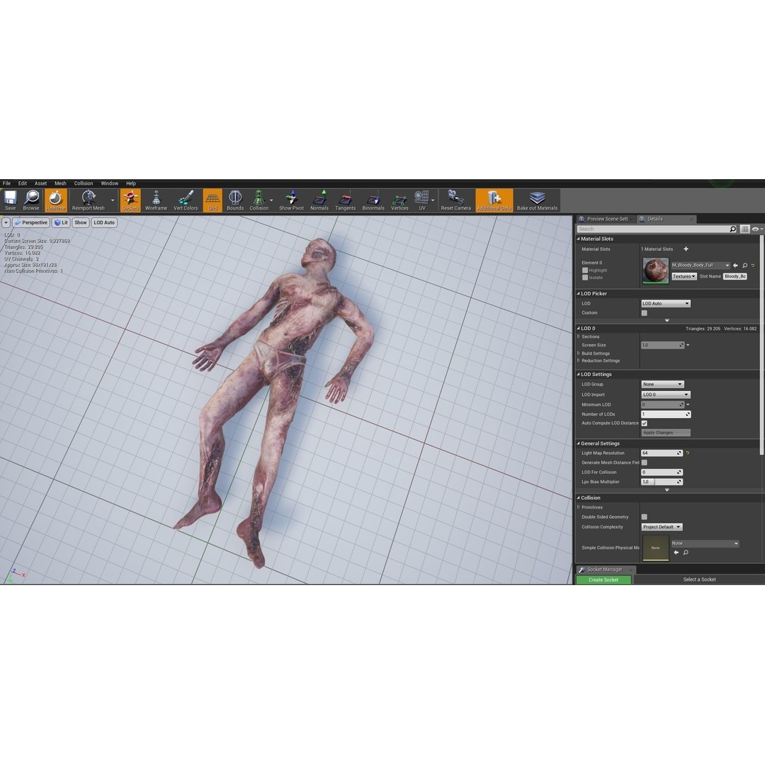 Bloody Human Remains 3D Model – Rigged Low-Poly Game Asset, FBX - View 8