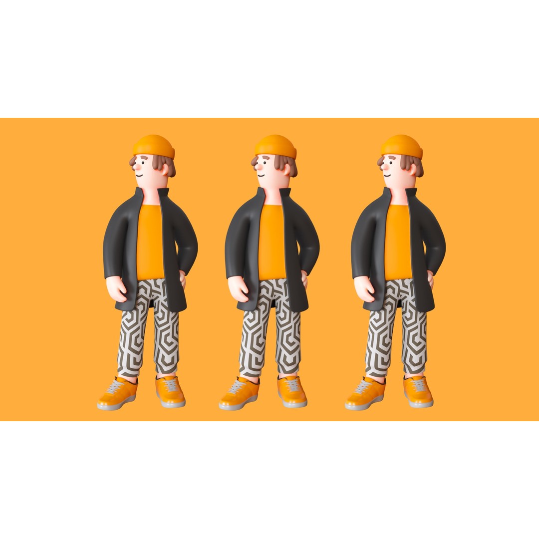 Cartoon Characters 3D Model – Low Poly Animated Rigged Pack, FBX, OBJ - View 15