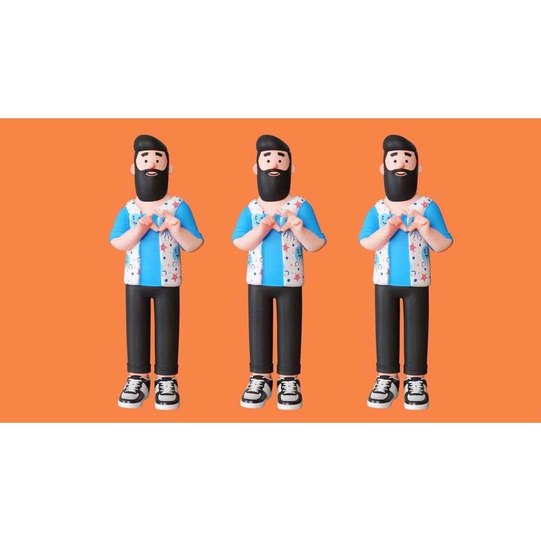 Cartoon Characters 3D Model – Low Poly Animated Rigged Pack, FBX, OBJ - View 16