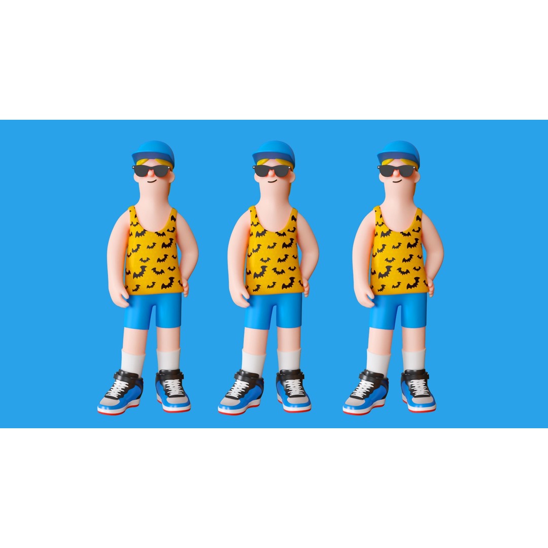 Cartoon Characters 3D Model – Low Poly Animated Rigged Pack, FBX, OBJ - View 17