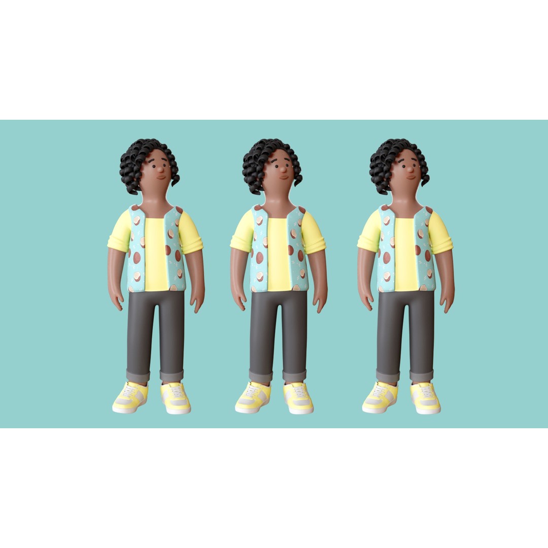 Cartoon Characters 3D Model – Low Poly Animated Rigged Pack, FBX, OBJ - View 19