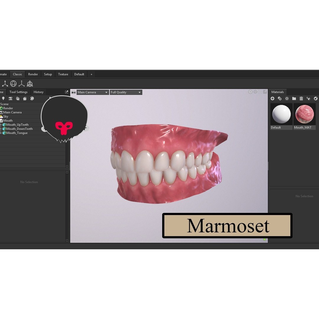 Realistic Mouth 3D Model – Low Poly Rigged Character Asset, FBX - View 6