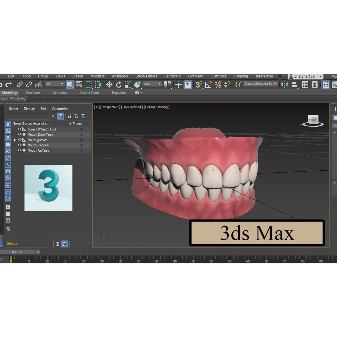 Realistic Mouth 3D Model – Low Poly Rigged Character Asset, FBX - View 9