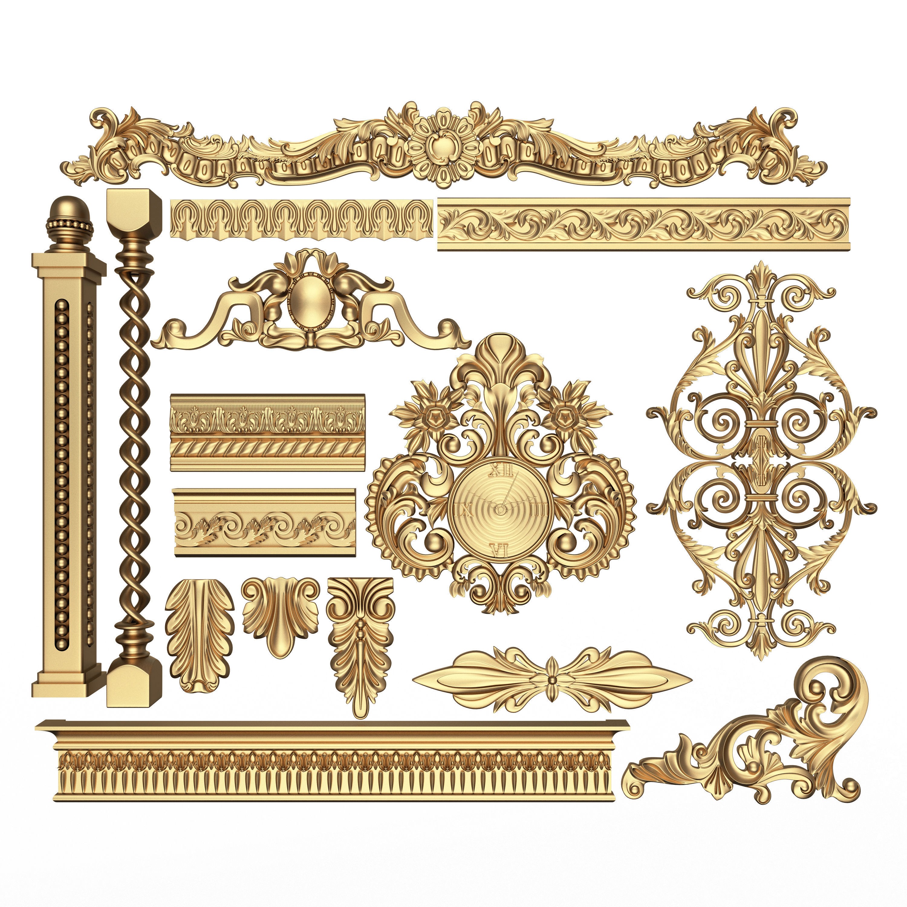 Collection Of 500 Classic Elements - Low-Poly 3D Model - View 11