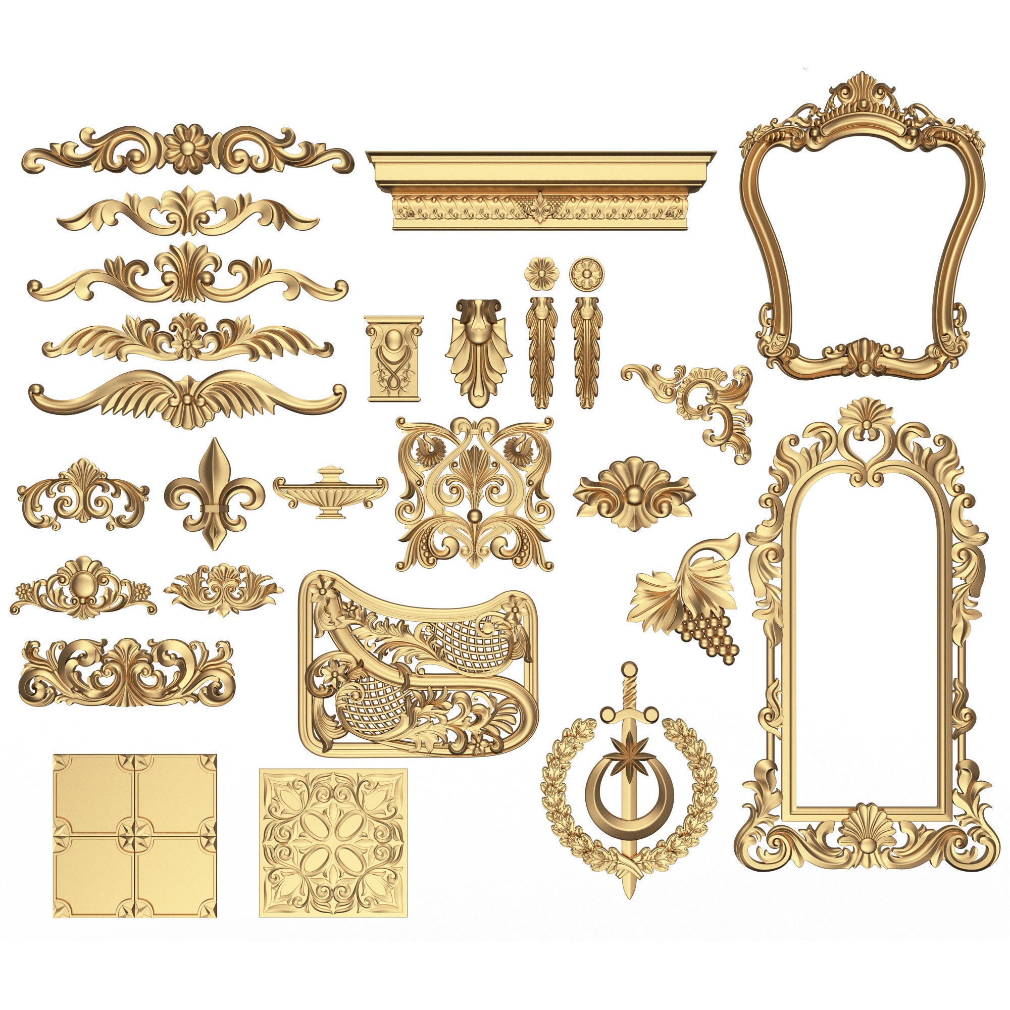 Collection Of 500 Classic Elements - Low-Poly 3D Model - View 12