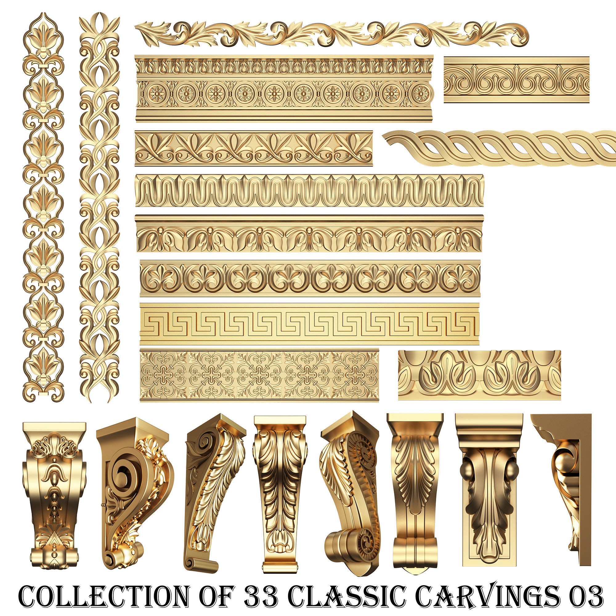 Collection Of 500 Classic Elements - Low-Poly 3D Model - View 13