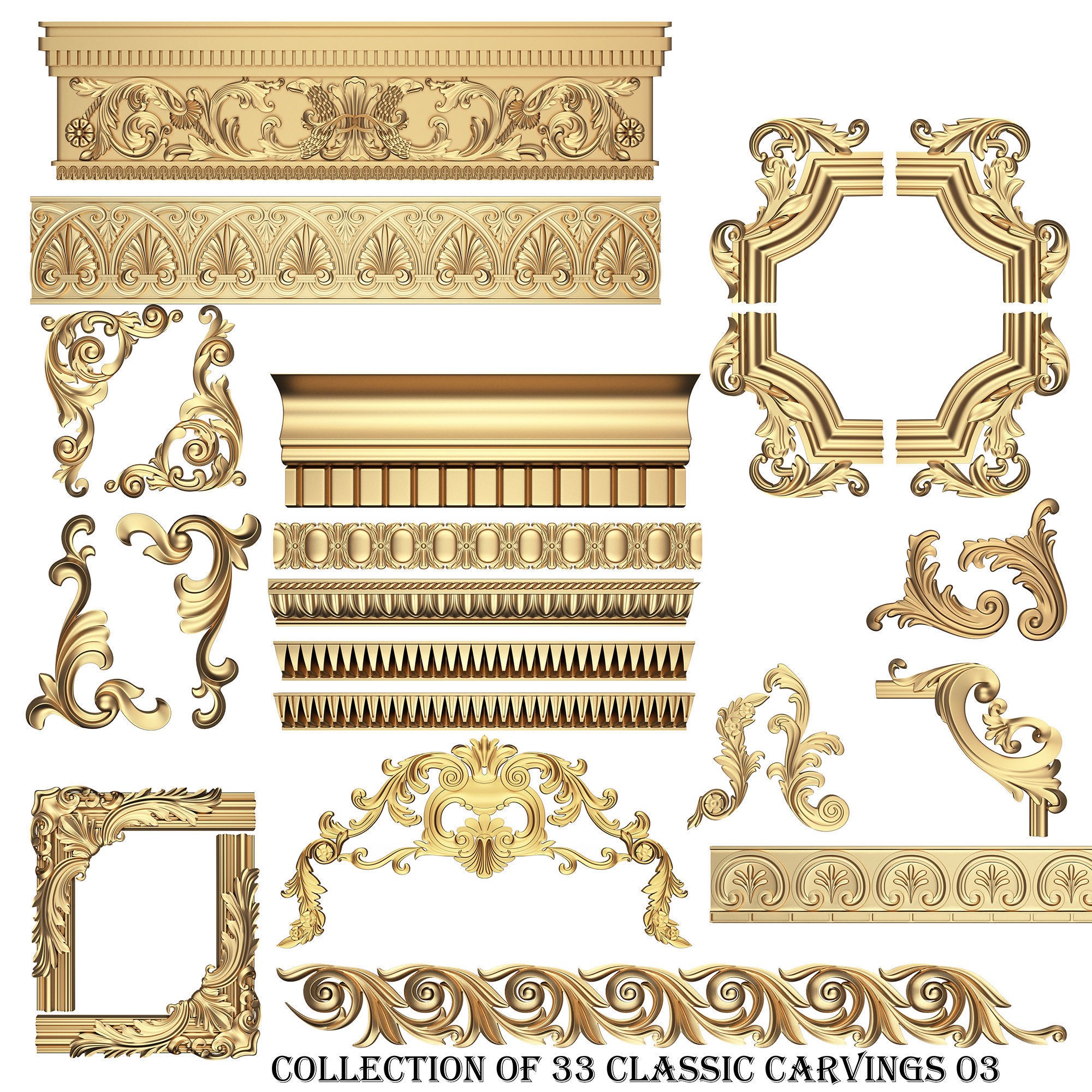 Collection Of 500 Classic Elements - Low-Poly 3D Model - View 14