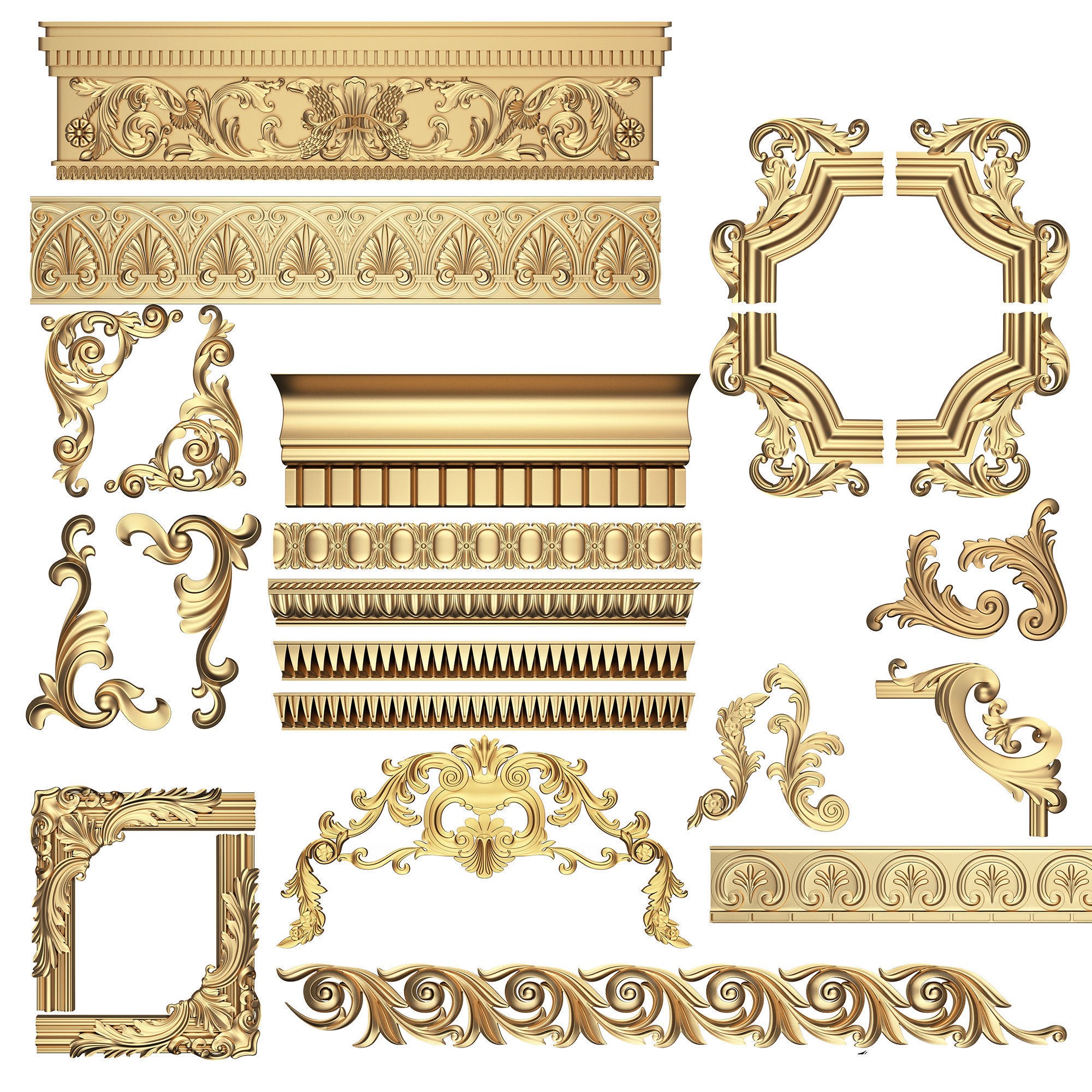 Collection Of 500 Classic Elements - Low-Poly 3D Model - View 16