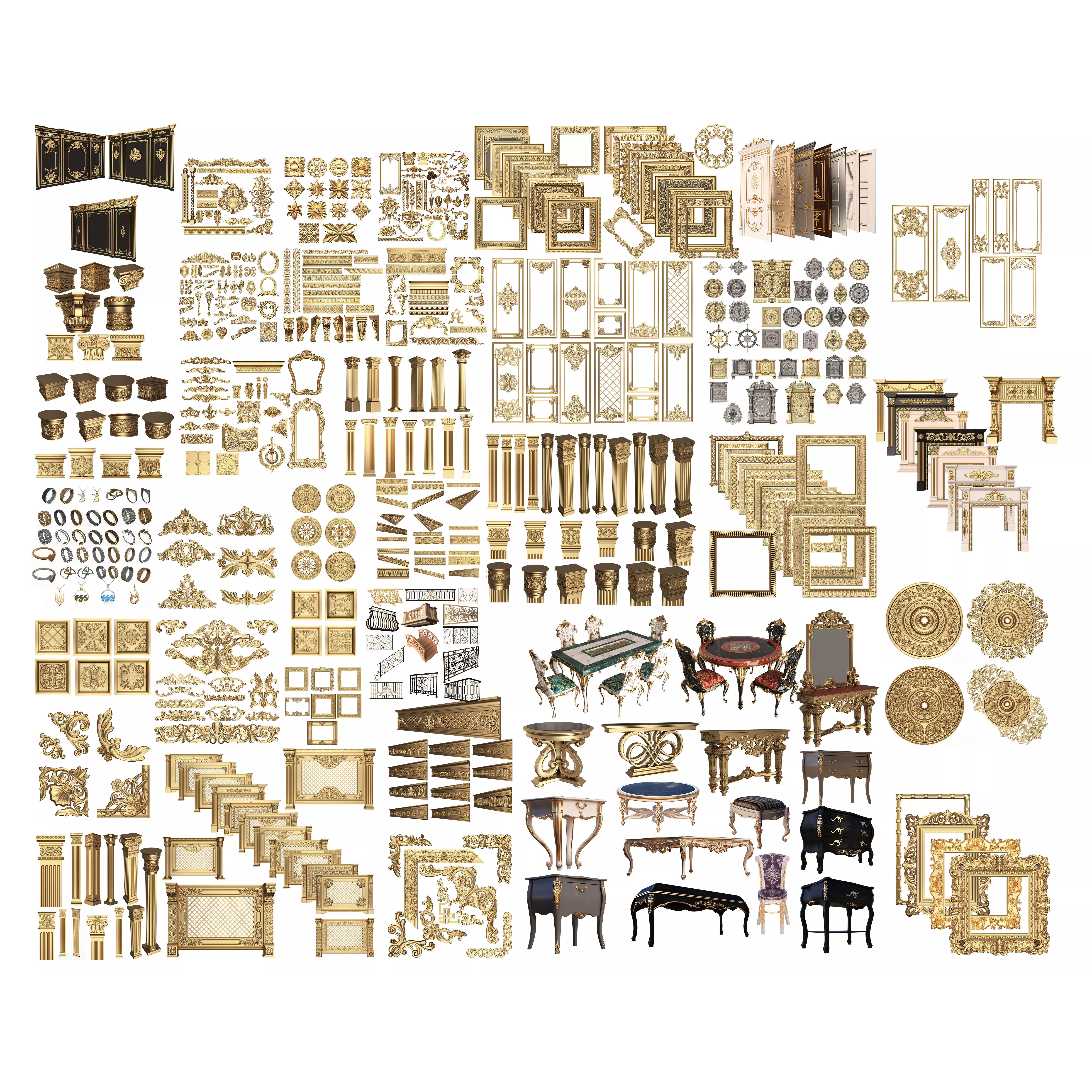 Collection Of 500 Classic Elements - Low-Poly 3D Model - View 2