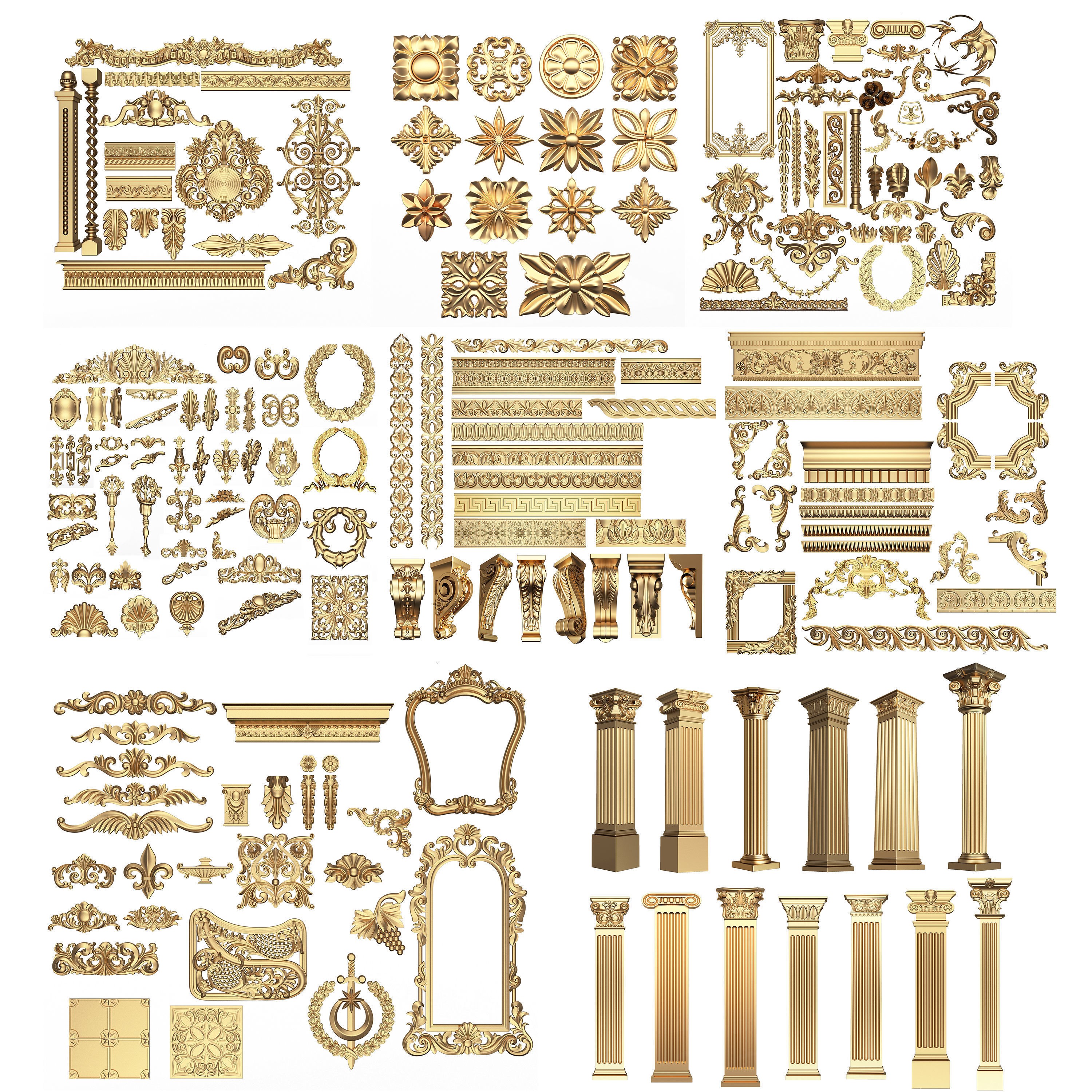 Collection Of 500 Classic Elements - Low-Poly 3D Model - View 21