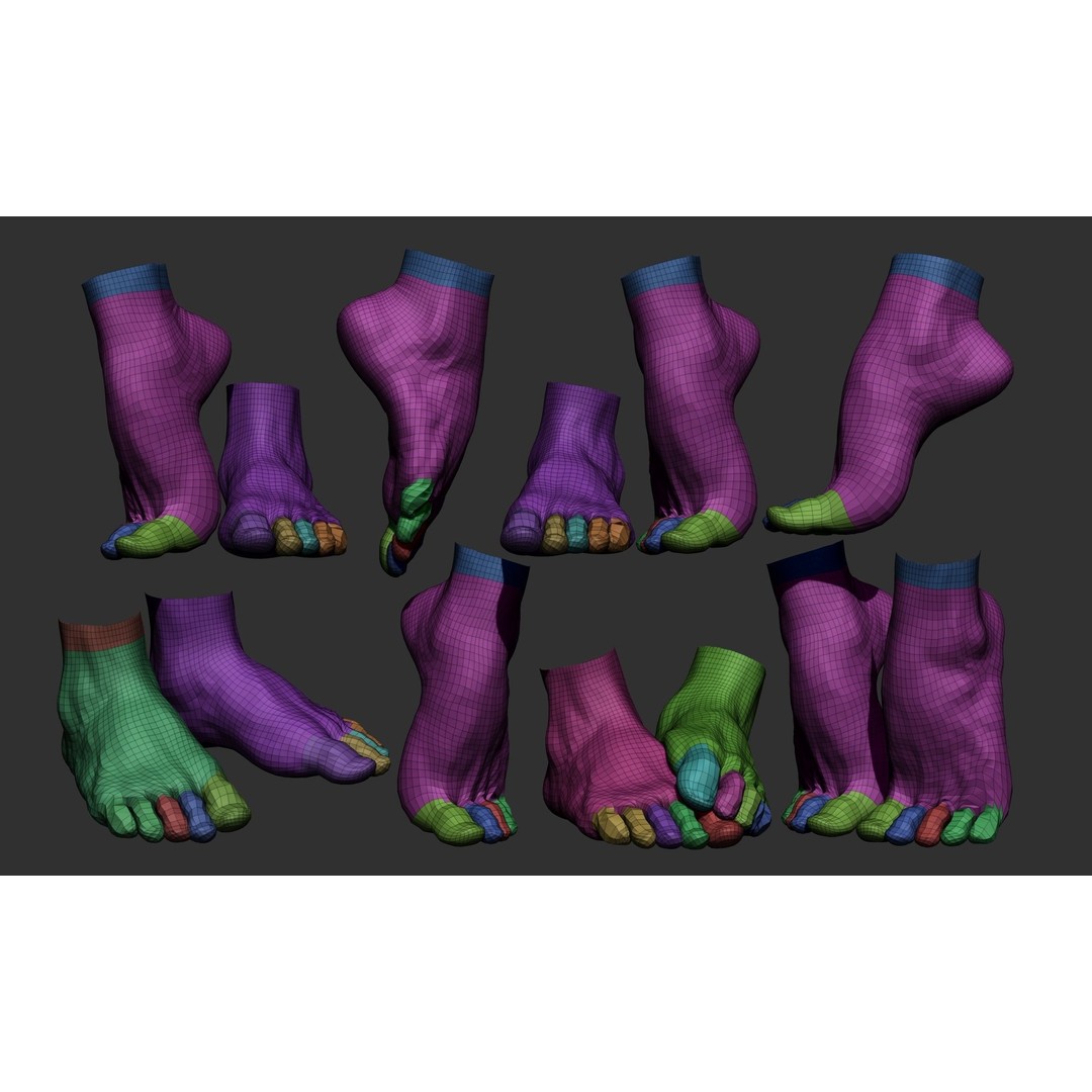 Realistic Male Foot Poses 3D Model – High Poly ZBrush Anatomy, FBX, OBJ - View 4