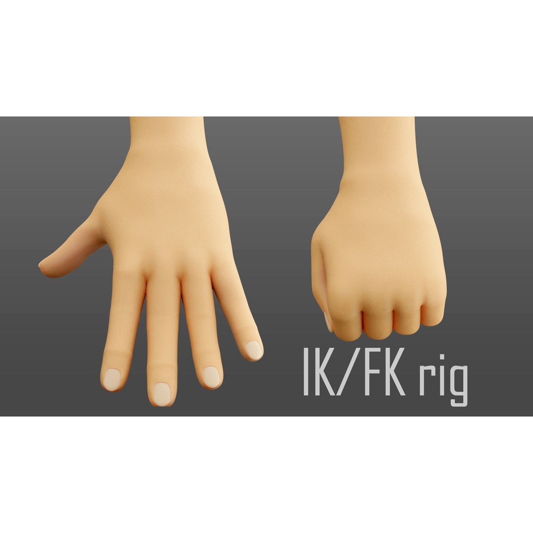 Cartoon Hand 3D Model – Low Poly Rigged Character Asset, FBX - View 10