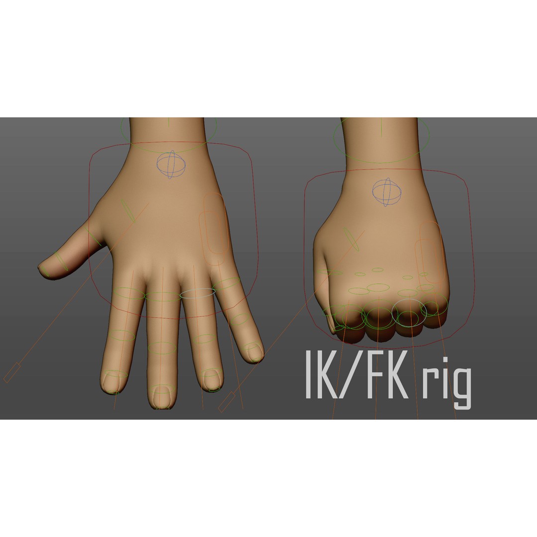 Cartoon Hand 3D Model – Low Poly Rigged Character Asset, FBX - View 13