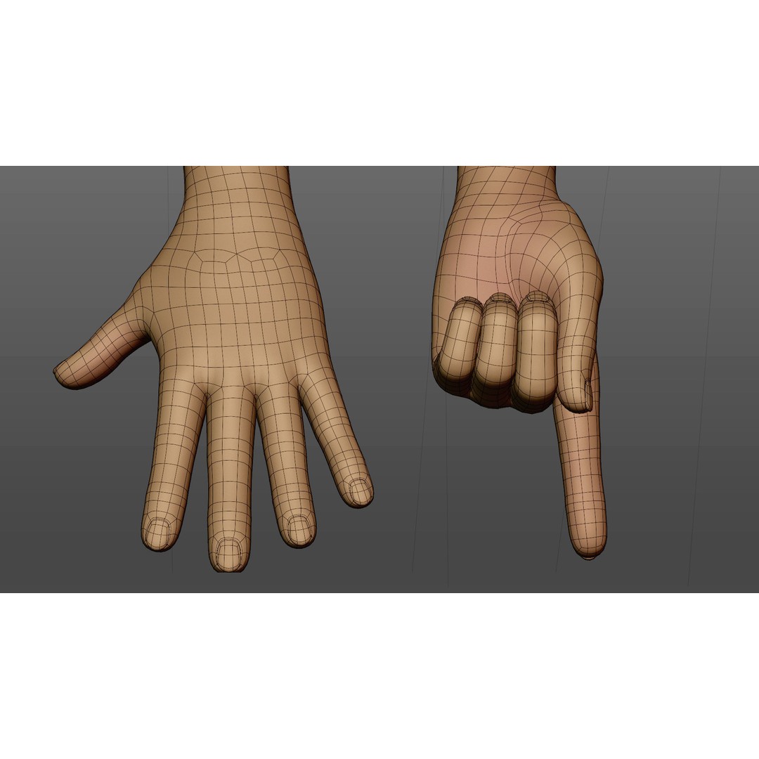 Cartoon Hand 3D Model – Low Poly Rigged Character Asset, FBX - View 15