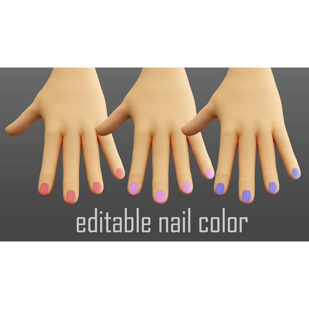 Cartoon Hand 3D Model – Low Poly Rigged Character Asset, FBX - View 4