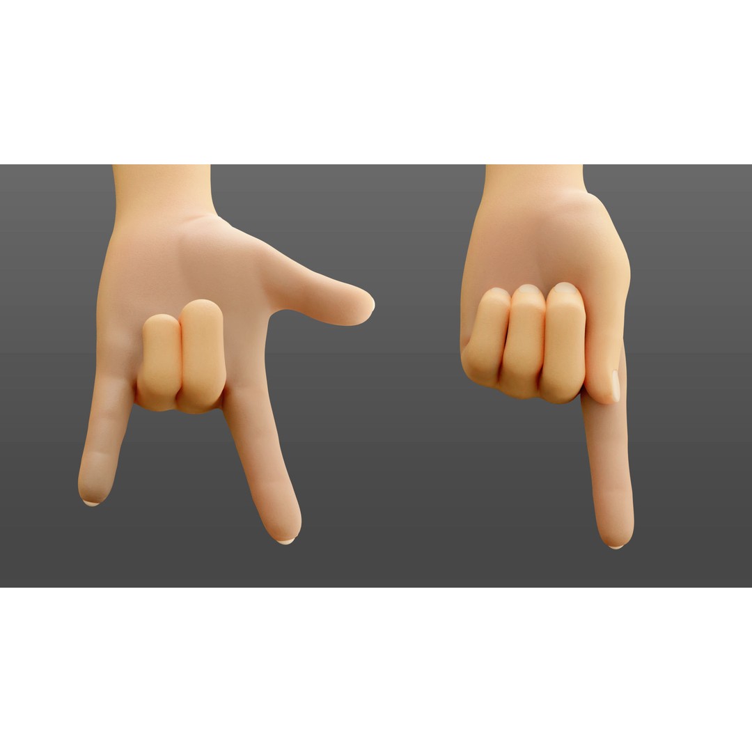 Cartoon Hand 3D Model – Low Poly Rigged Character Asset, FBX - View 5