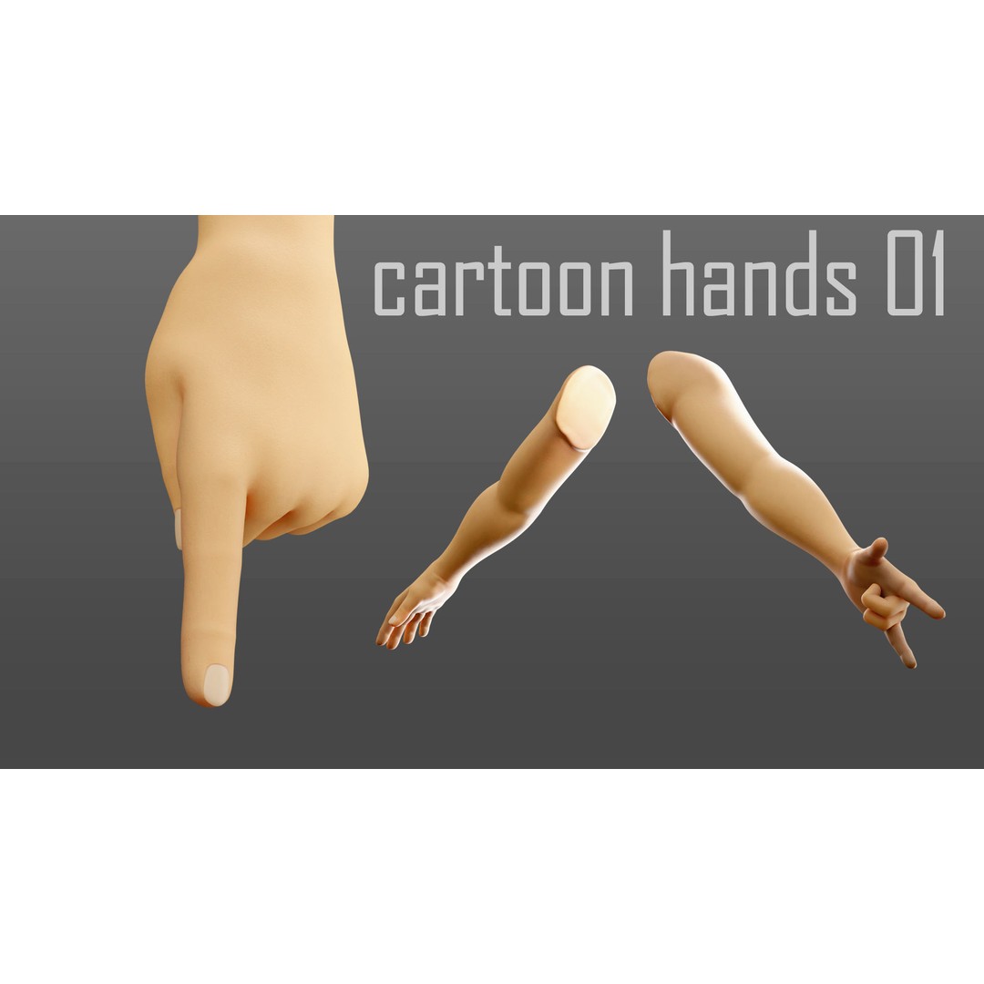 Cartoon Hand 3D Model – Low Poly Rigged Character Asset, FBX - View 8