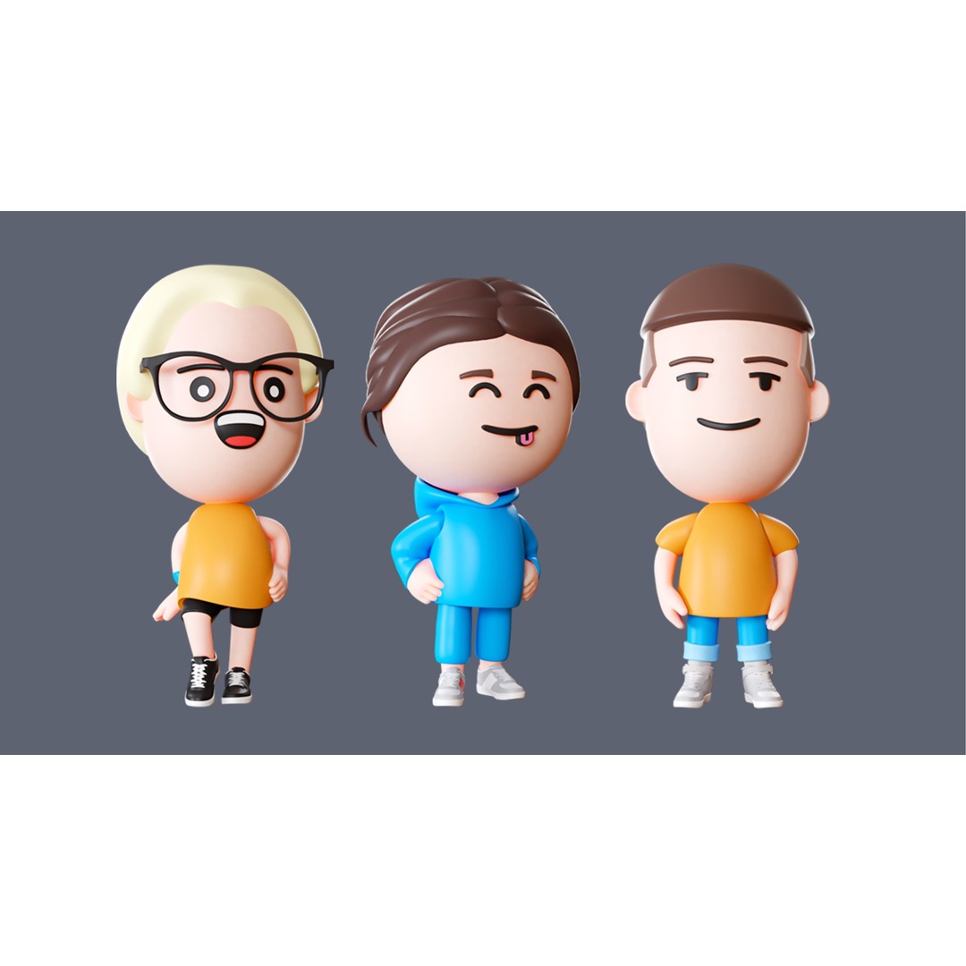 Cute Characters 3D Model – Low Poly Stylized Characters with Animations - View 10