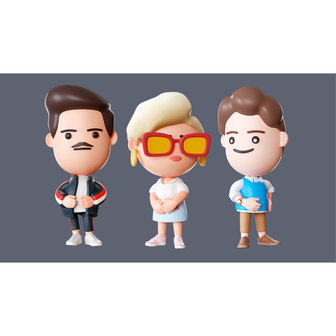 Cute Characters 3D Model – Low Poly Stylized Characters with Animations - View 12
