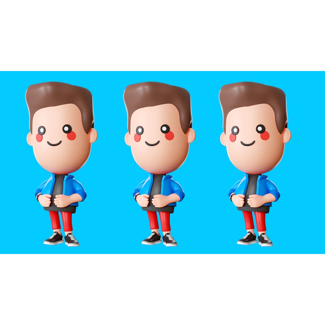 Cute Characters 3D Model – Low Poly Stylized Characters with Animations - View 22