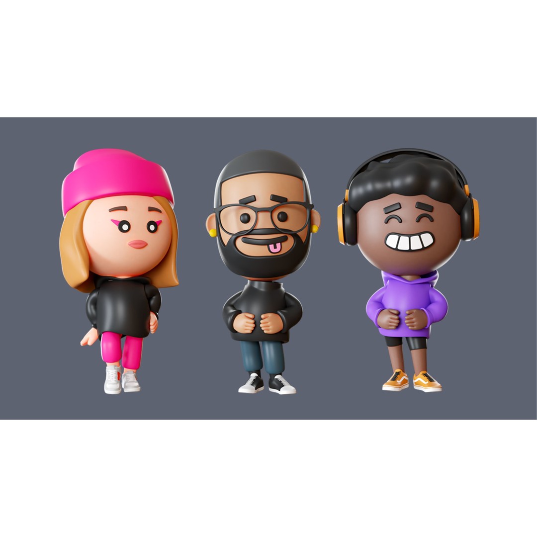 Cute Characters 3D Model – Low Poly Stylized Characters with Animations - View 5