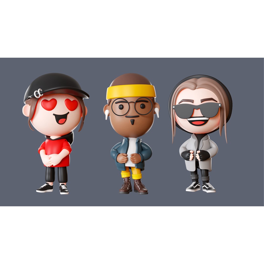 Cute Characters 3D Model – Low Poly Stylized Characters with Animations - View 6