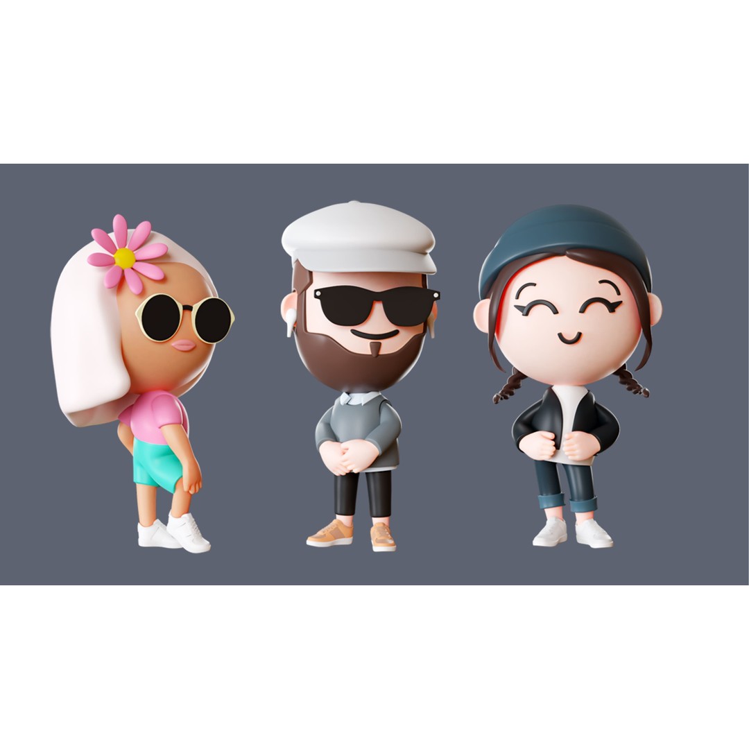 Cute Characters 3D Model – Low Poly Stylized Characters with Animations - View 7