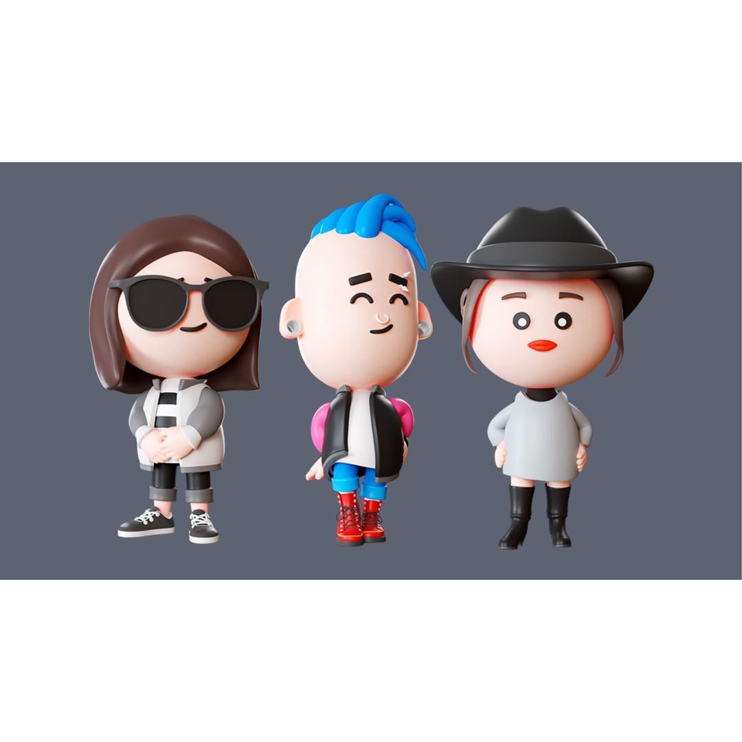 Cute Characters 3D Model – Low Poly Stylized Characters with Animations - View 9