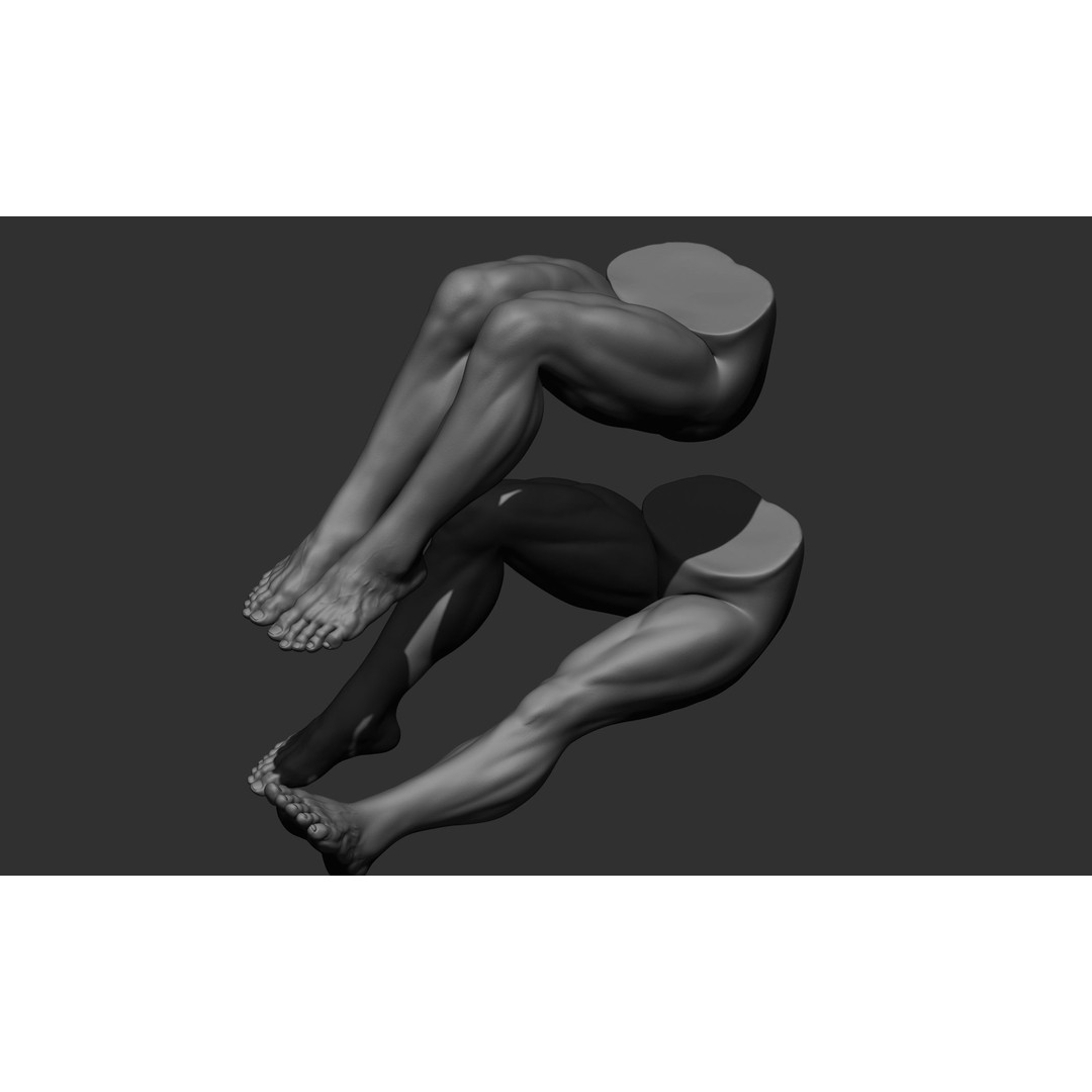 Male Leg Poses 3D Model – Realistic Anatomy Collection, ZTL & OBJ Formats