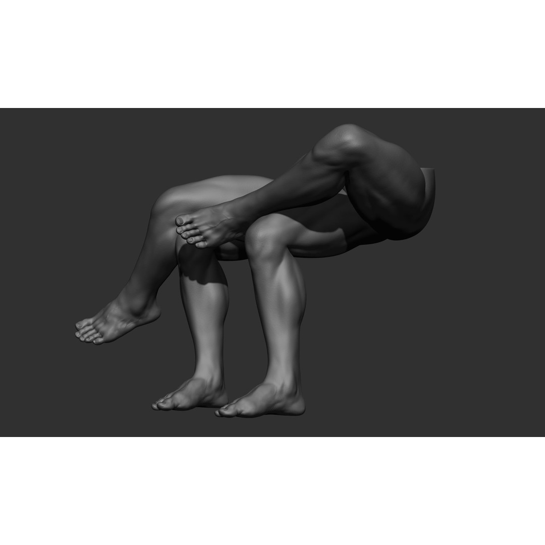Male Leg Poses 3D Model – Realistic Anatomy Collection, ZTL & OBJ Formats - View 38