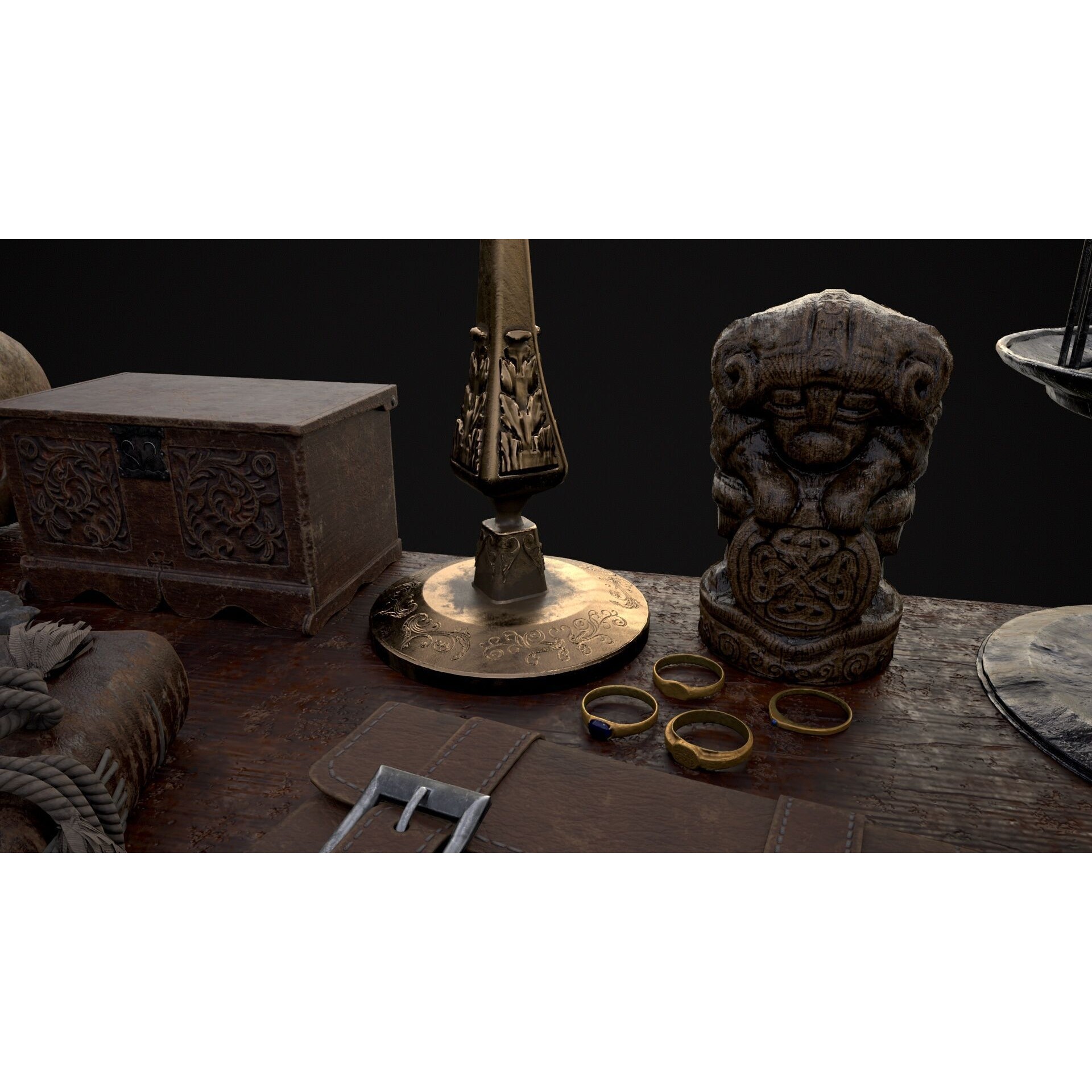 Messy Study Desk - Low-Poly Game-Ready 3D Model - View 18