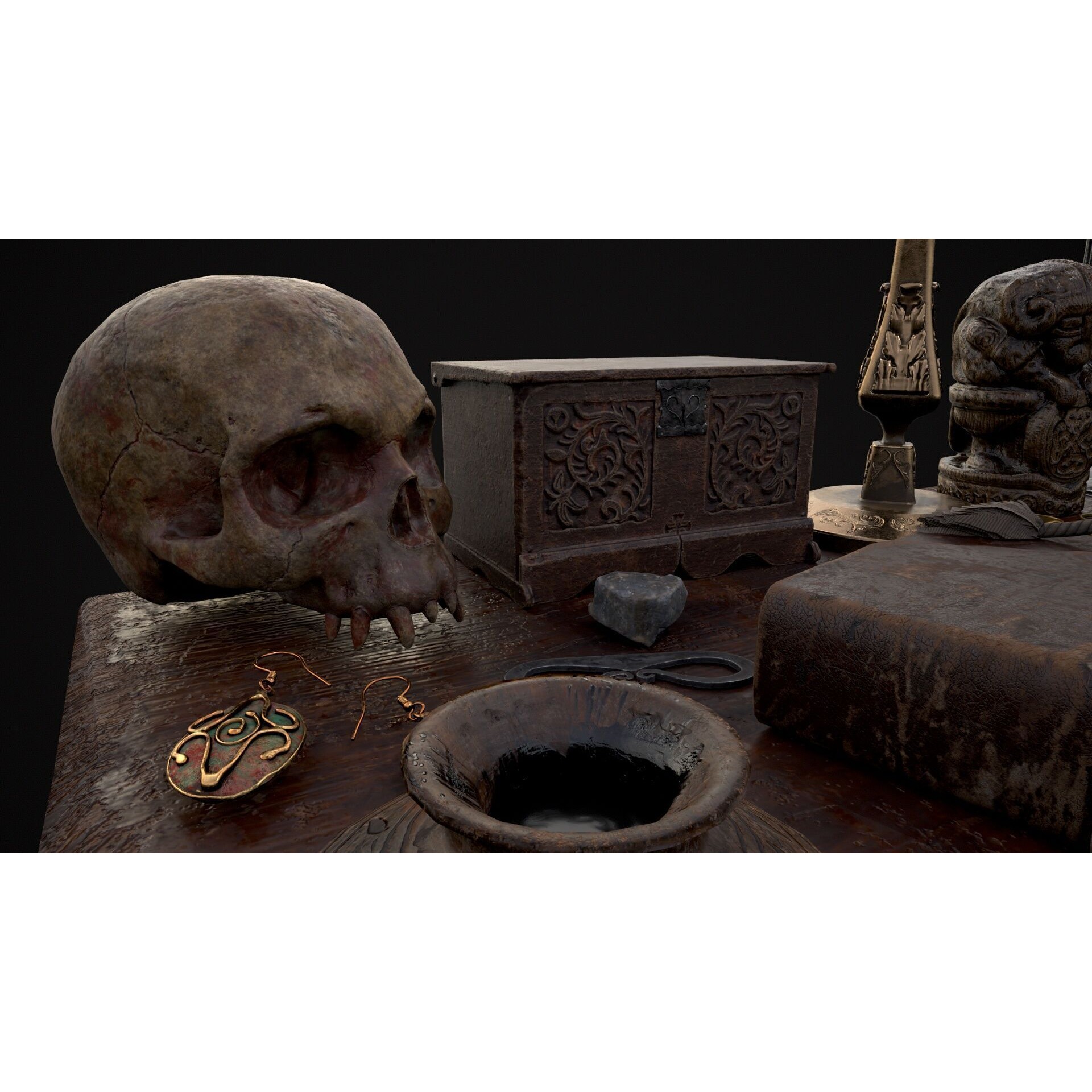 Messy Study Desk - Low-Poly Game-Ready 3D Model - View 20