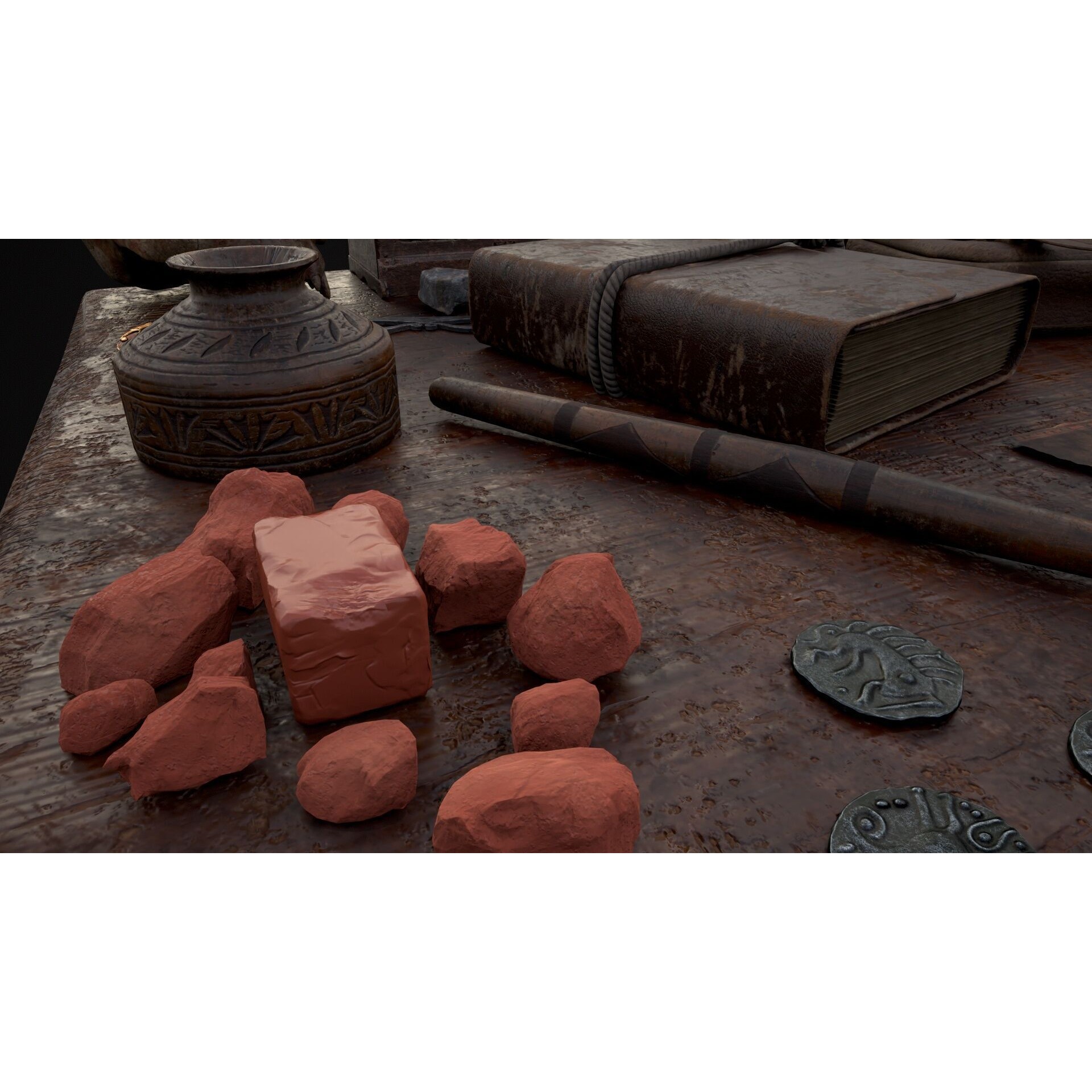 Messy Study Desk - Low-Poly Game-Ready 3D Model - View 21