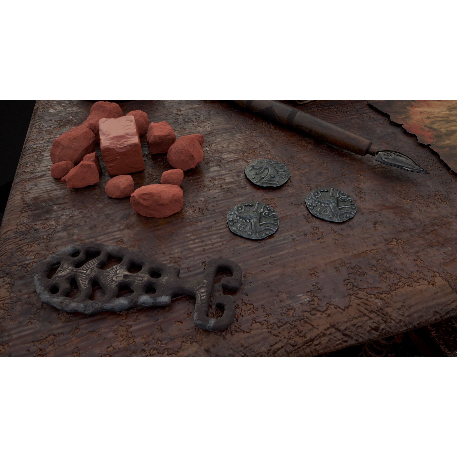 Messy Study Desk - Low-Poly Game-Ready 3D Model - View 22