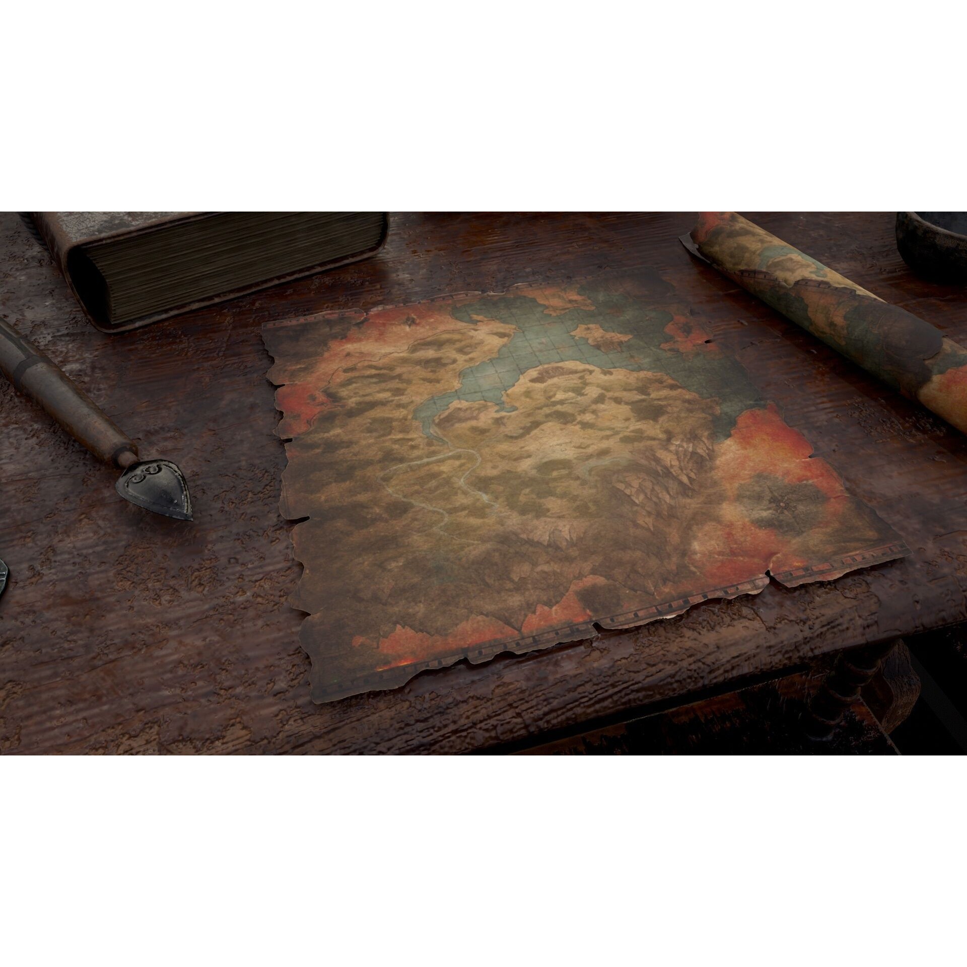 Messy Study Desk - Low-Poly Game-Ready 3D Model - View 23